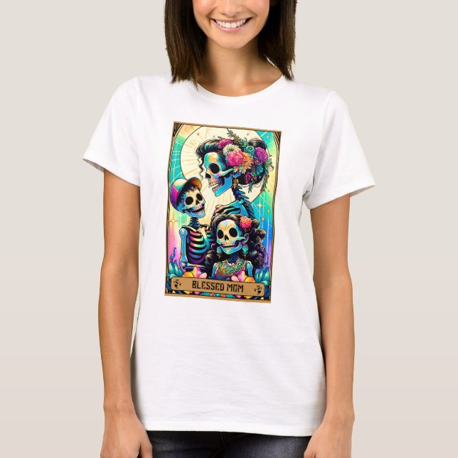 Blessed Mum, Skeleton Tarot Card T-Shirt (Front)