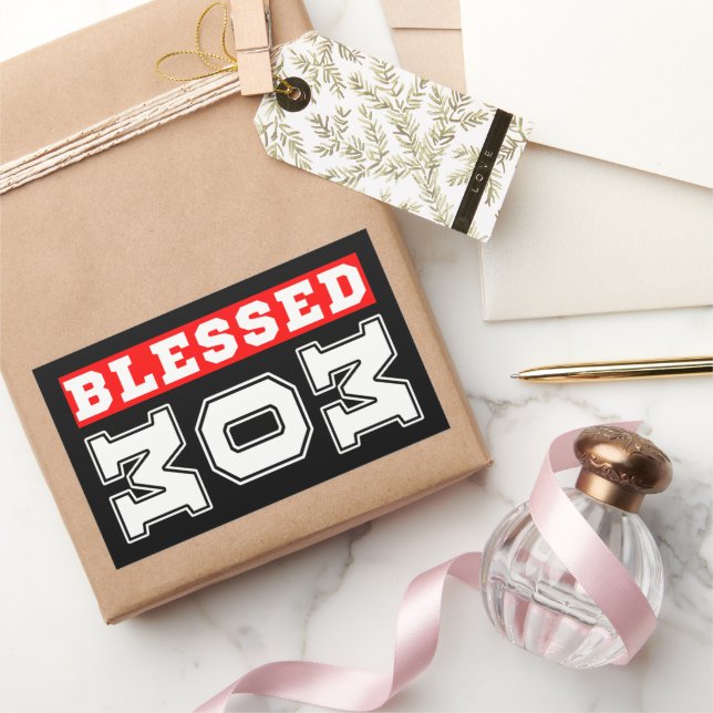 Blessed Mum Typography Mothers day Rectangular Sticker (Gifting)