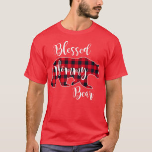 Blessed Mummy Bear Buffalo Check Plaid Pattern Mam T-Shirt