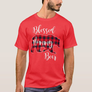 Blessed Mummy Bear Buffalo Check Plaid Pattern Mam T-Shirt