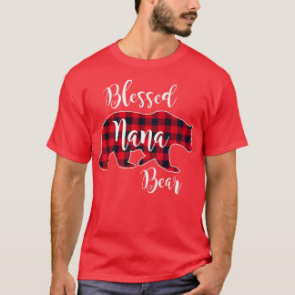 Blessed Nana Bear Red Buffalo Check Plaid Fun Gran T-Shirt