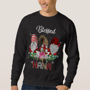 Blessed Nana Christmas Leopard Buffalo Plaid Gnome Sweatshirt