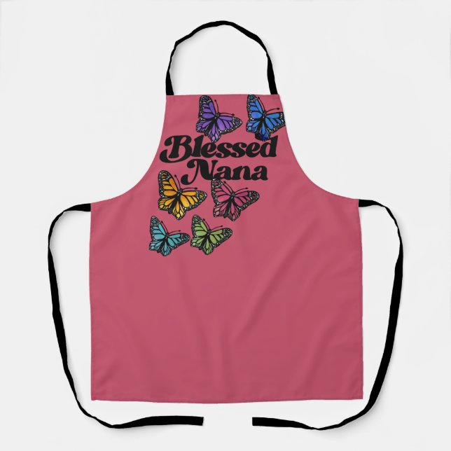 Blessed Nana Rainbow butterflies art  Apron (Front)