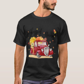 Blessed Nana Red Truck Holding Pumpkin Fall Autumn T-Shirt