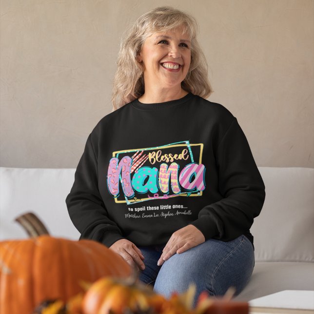 Blessed Nana Typography Custom Monogrammed Sweatshirt (Creator Uploaded)
