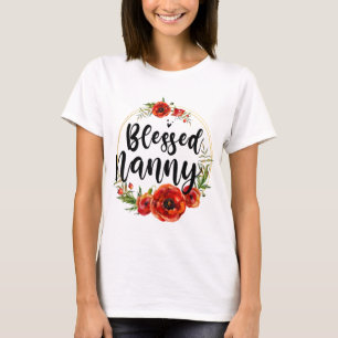 Blessed Nanny Floral Flower Mum Grandma Mothers Da T-Shirt