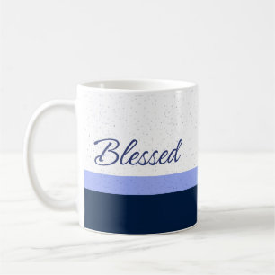 Blessed Navy Script Minimalist Art Coffee Mug