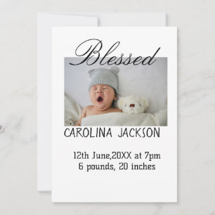 Blessed new born photo modern birth announcement