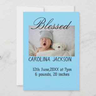 Blessed new born photo modern birth announcement