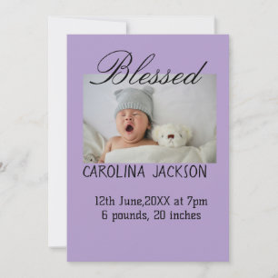 Blessed new born photo modern birth announcement