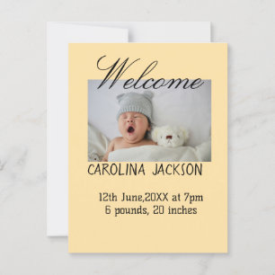 Blessed new born photo modern birth announcement postcard