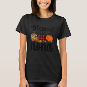 Blessed nona Pumpkin Leopard Thankful Grateful Wom T-Shirt