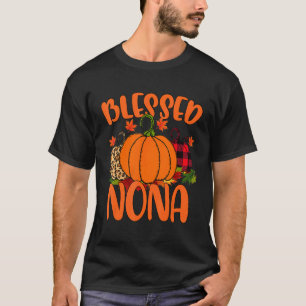 Blessed nona Pumpkin Leopard Thankful Grateful Wom T-Shirt