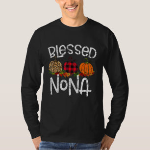 Blessed nona Pumpkin Leopard Thankful Grateful Wom T-Shirt