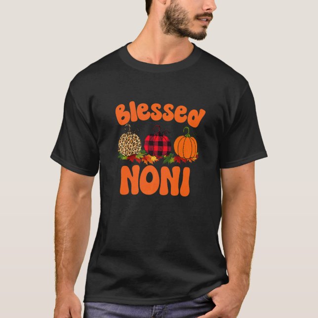 Blessed noni Pumpkin Leopard Thankful Grateful Wom T-Shirt (Front)