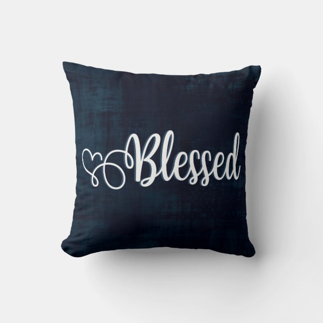 Blessed on Navy - Throw Pillow (Front)
