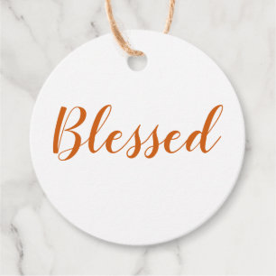 Blessed orange spice modern script thanksgiving favour tags