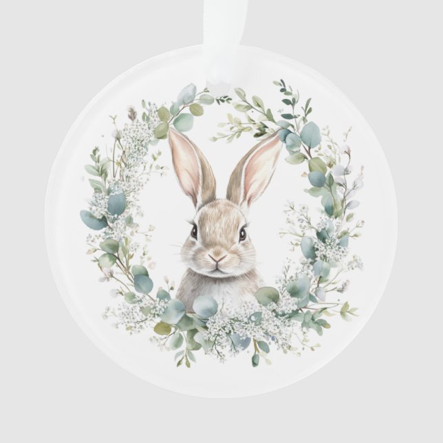 Blessed Ostara Rabbit Spring Easter Acrylic Ornament (Front)