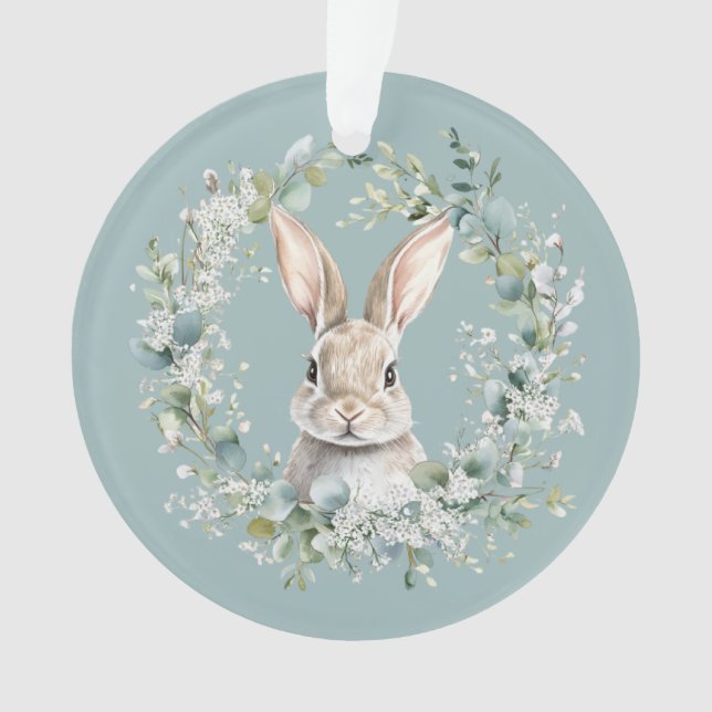 Blessed Ostara Rabbit Spring Easter Acrylic Ornament (Front)