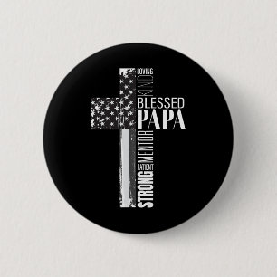 Blessed Papa American Flag Christian Religious Fat 6 Cm Round Badge