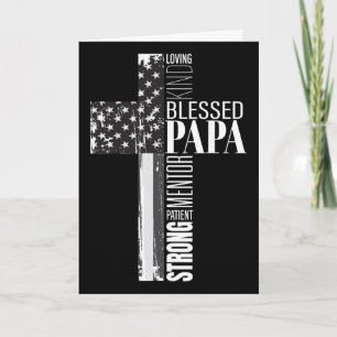Blessed Papa American Flag Christian Religious Fat Card