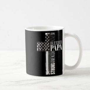Blessed Papa American Flag Christian Religious Fat Coffee Mug