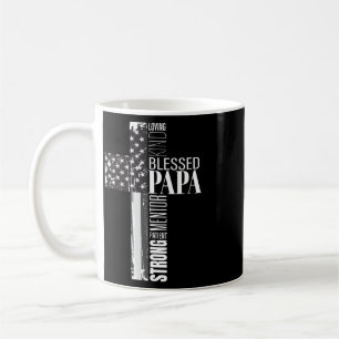 Blessed Papa American Flag Christian Religious Fat Coffee Mug