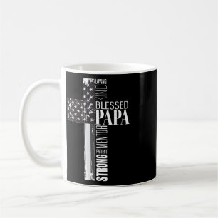 Blessed Papa American Flag Christian Religious Fat Coffee Mug