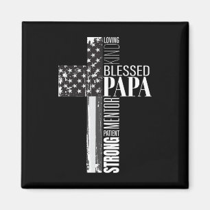 Blessed Papa American Flag Christian Religious Fat Magnet
