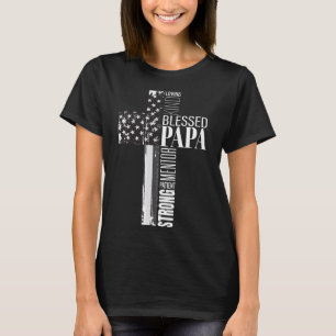 Blessed Papa American Flag Christian Religious Fat T-Shirt