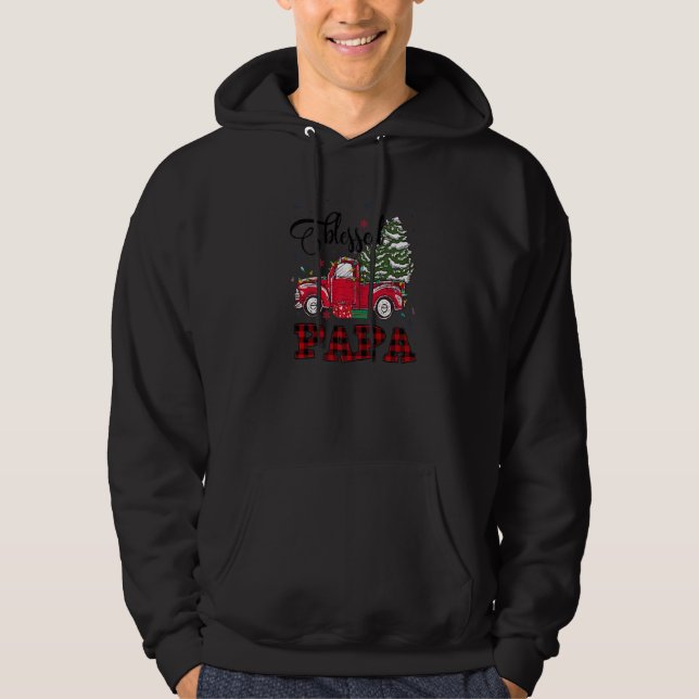 Blessed Papa  Christmas Family Lights Truck Red Tr Hoodie (Front)