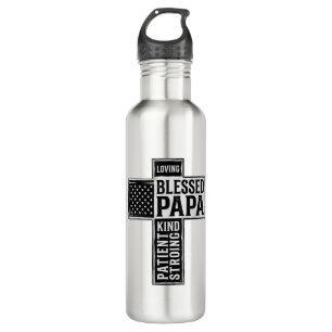 Blessed Papa Cross Christian Vintage Typography De 710 Ml Water Bottle