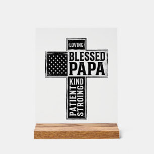 Blessed Papa Cross Christian Vintage Typography De Acrylic Sign