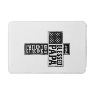 Blessed Papa Cross Christian Vintage Typography De Bath Mat
