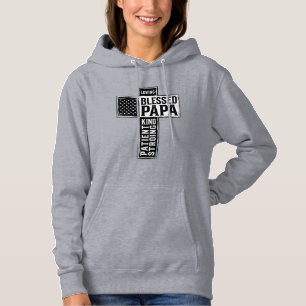 Blessed Papa Cross Christian Vintage Typography De Hoodie