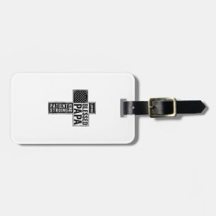 Blessed Papa Cross Christian Vintage Typography De Luggage Tag