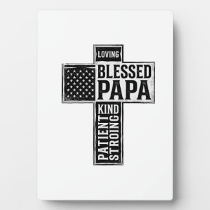 Blessed Papa Cross Christian Vintage Typography De Plaque