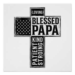 Blessed Papa Cross Christian Vintage Typography De Poster