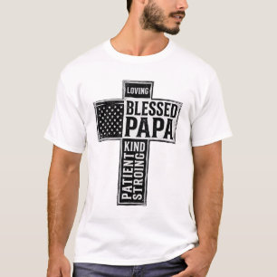 Blessed Papa Cross Christian Vintage Typography De T-Shirt