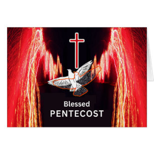 Blessed Pentecost Dove in Flight with Fire
