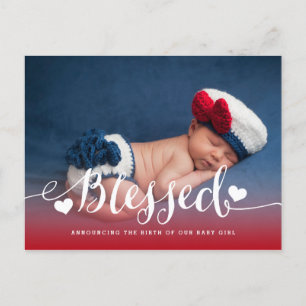 Blessed   Photo Baby Birth Announcement Postcard