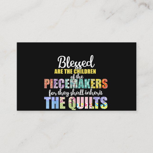 Blessed Piecemakers Children Quilting Crochet Business Card (Front)