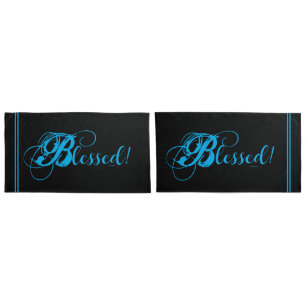 Blessed! Pillow Case Set {Black/Blue)