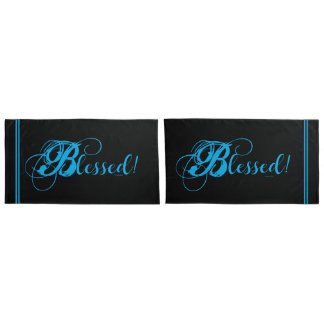 Blessed! Pillow Case Set {Black/Blue)