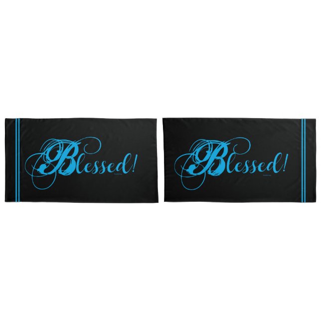 Blessed! Pillow Case Set {Black/Blue) (Back-Set)