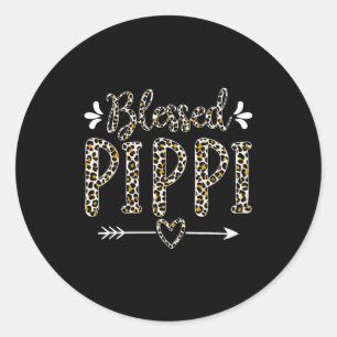 Blessed pippi grandma grandmother cute leopard classic round sticker