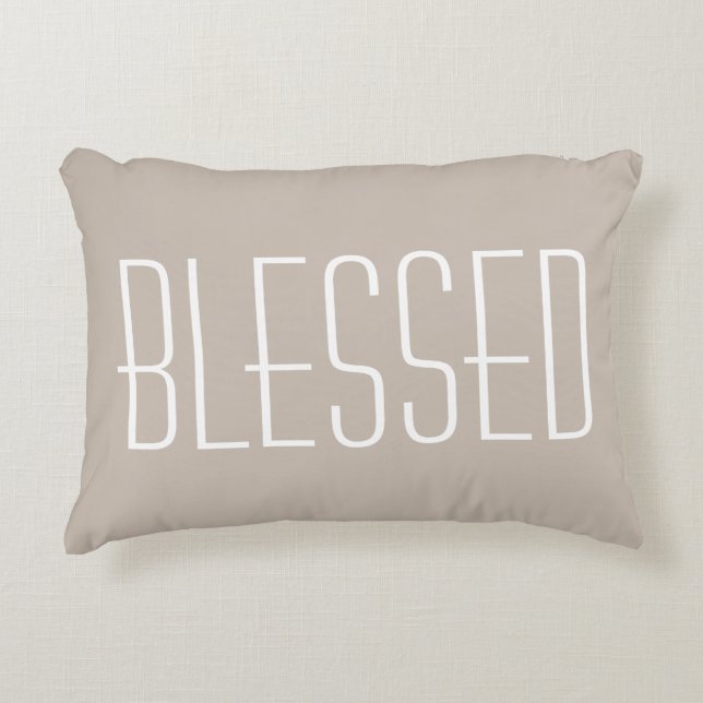 Blessed Quote Tan Decorative Cushion (Front)
