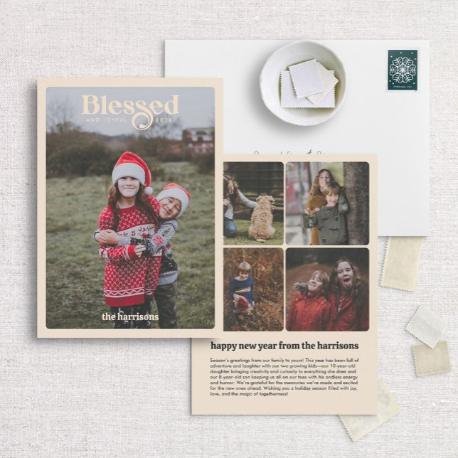 Blessed Retro-Inspired Photo Christmas Card (Creator Uploaded)