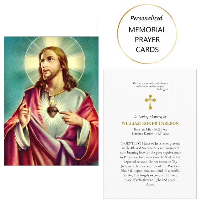 Blessed Sacred Heart of Jesus Funeral Prayer Card  (Creator Uploaded)