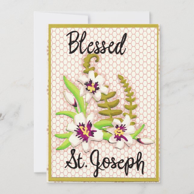 Blessed Saint Joseph's Day Greeting Card With Lily (Front)